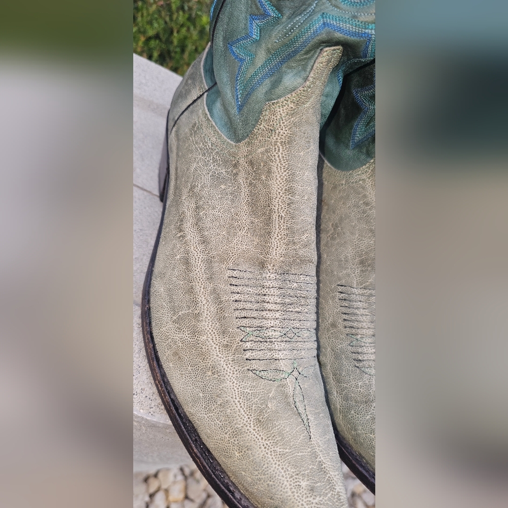 Lucchese Green Elephant Cowboy Boots 13D - Picture 5 of 15